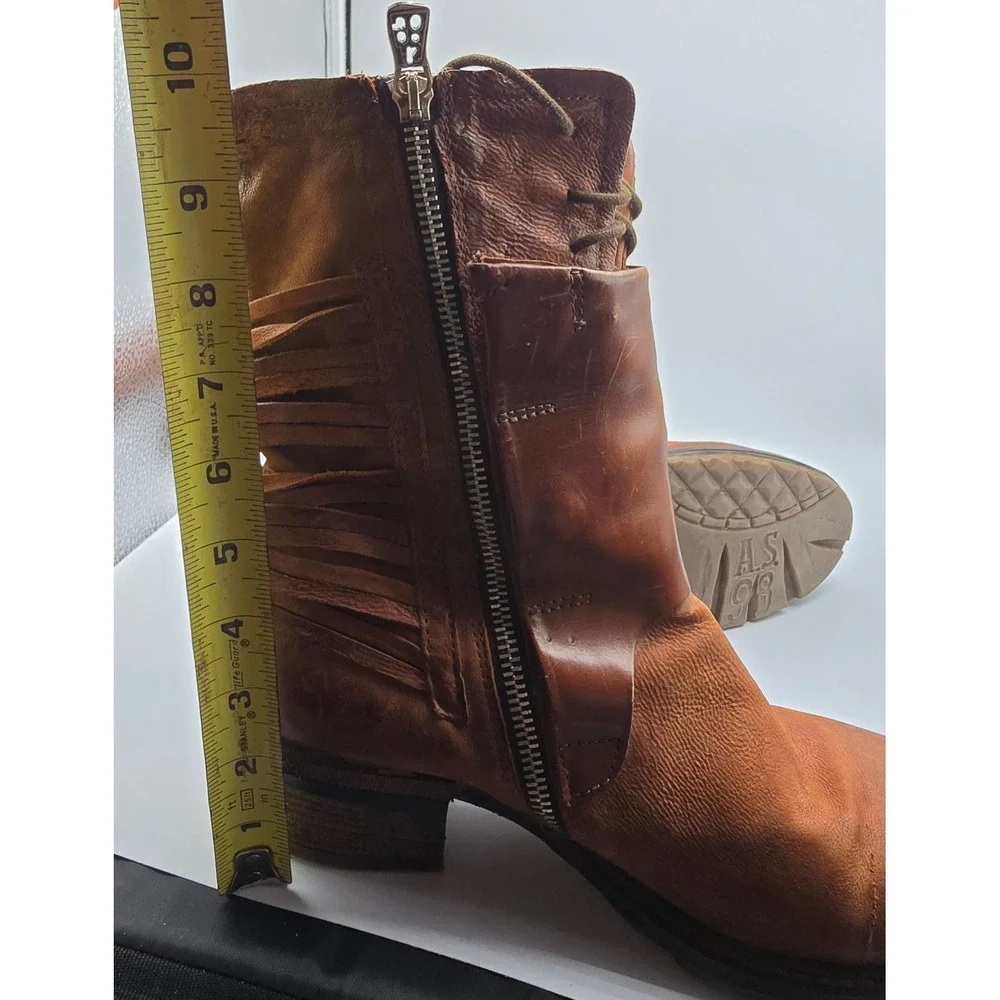 A.S.98 Ankle Boots Chet Katarina Womens 39 9 US Brown Leather Strappy Zip Moto